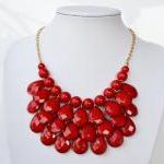 Red - Fashion Water Drops Bib Necklace And..