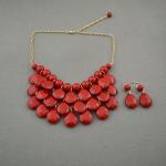 Red - Fashion Water Drops Bib Necklace And..