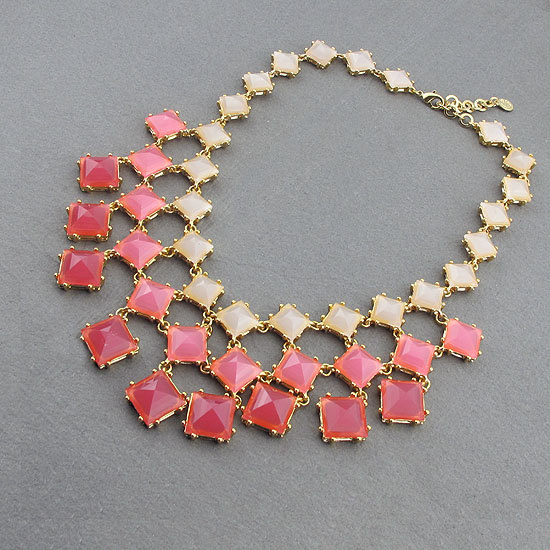 Three Pink Box Necklace,bridesmaid Necklace,beautiful,beaded Jewelry,bead Necklace,bubble Necklace,bridesmaid Gifts