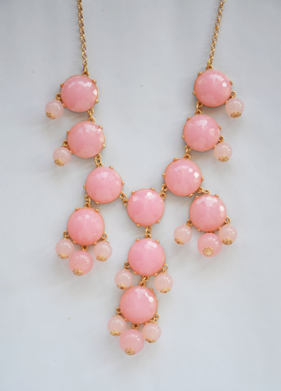 Handmade Bubble Necklace - Bib Necklace- Statement Necklace- Pink