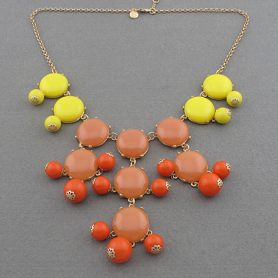 Handmade Bubble Necklace - Bib Necklace- Statement Necklace- Yellow And Coral
