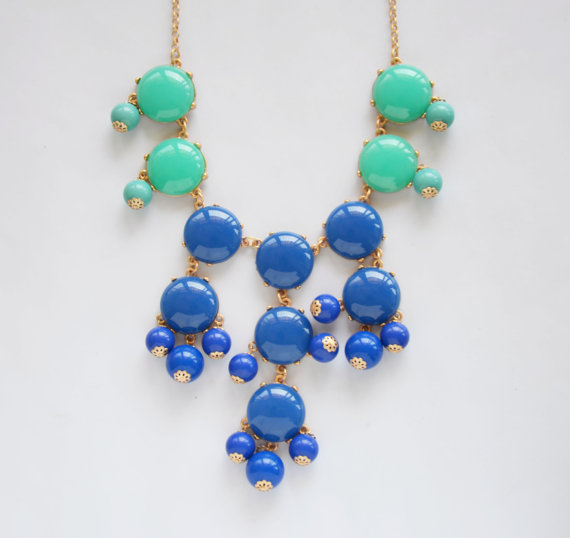 Handmade Bubble Necklace - Bib Necklace- Statement Necklace- Blue And Green