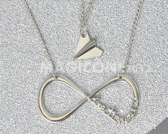 2pcs 1d Necklaces,one Direction Necklace, Directioner Infinity Necklace And Paper Airplane Necklace,great Gift For Direcioner